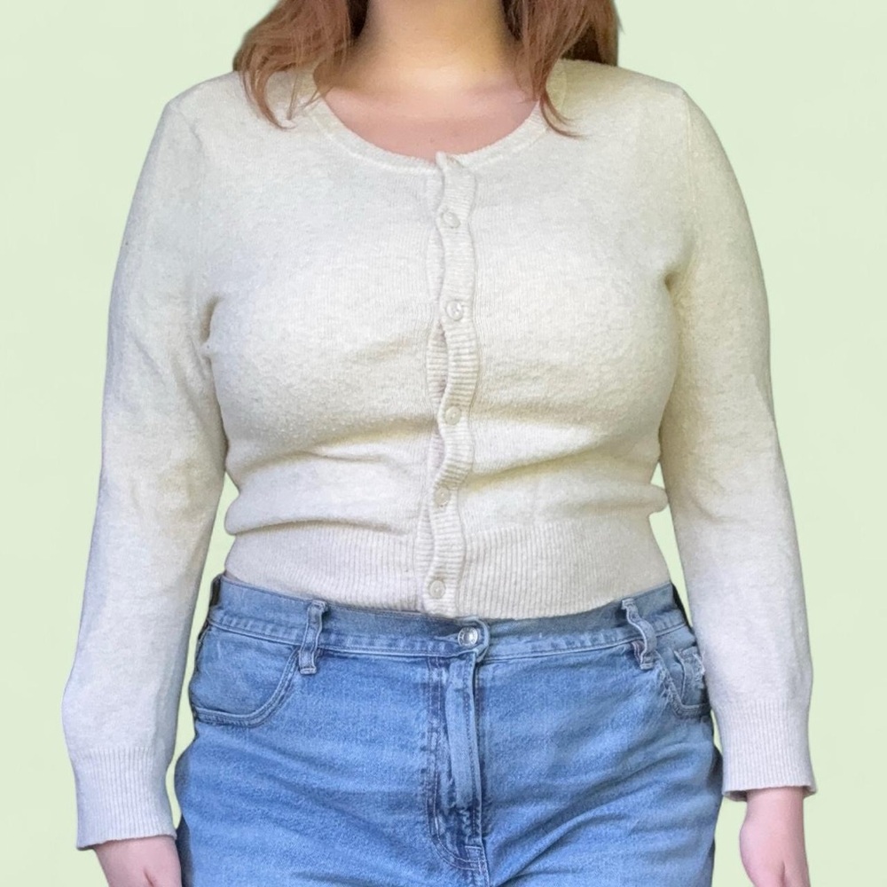 American Eagle Outfitters Cream Button-Up Cardigan